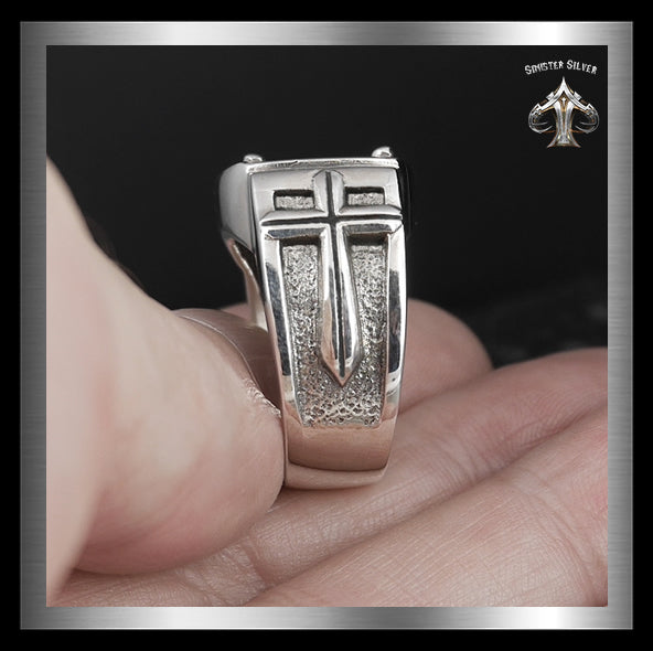 Mens Biker Ring Sterling Silver Medieval Knights Templar Cross 2 - Biker Jewelry Club Sinister Silver Co.