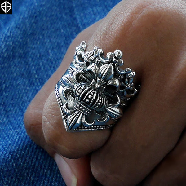 Sterling Silver Mens Royalty Crown Biker Ring 2 - Biker Jewelry Club Sinister Silver Co.