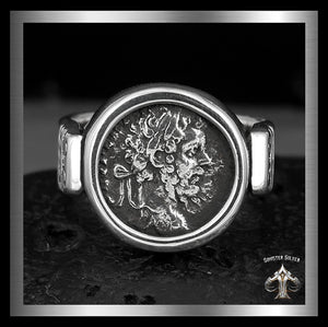 Septimius Severus Ancient Roman Coin Replica Ring In Sterling Silver 1 - Biker Jewelry Club Sinister Silver Co.