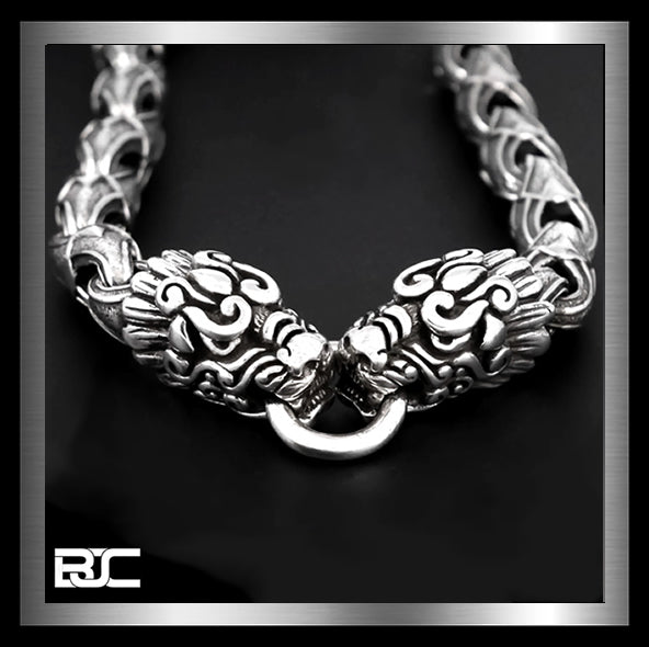 Sterling Silver Biker Tribal Dragon Head Bracelet 3 - Biker Jewelry Club Sinister Silver Co.