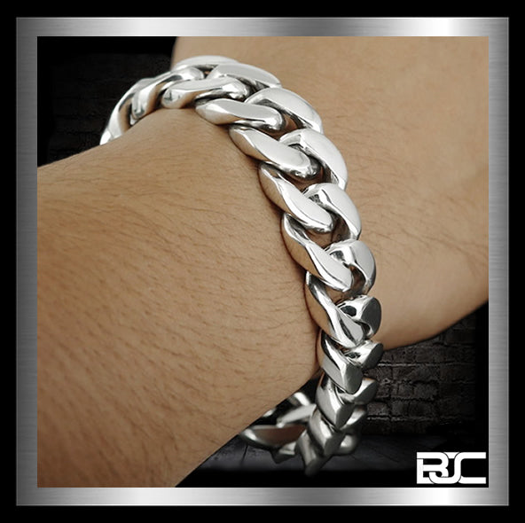 Sterling Silver Cuban Curb 5 oz Biker Mens Bracelet