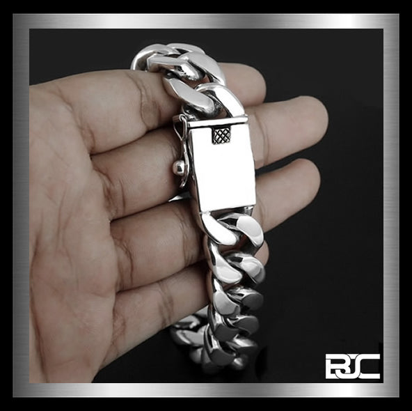 Sterling Silver Cuban Curb 5 oz Biker Mens Bracelet