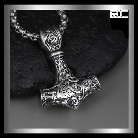 Sterling Silver Viking Asatru Thors Hammer Pendant 1 - Biker Jewelry Club Sinister Silver Co.