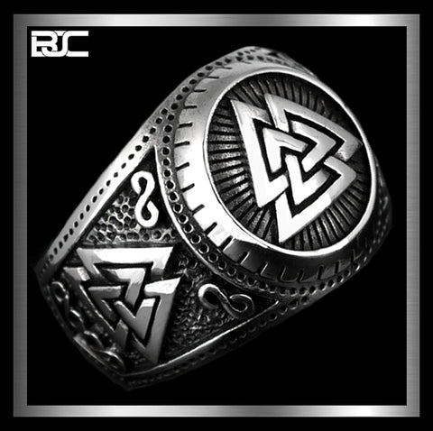 Sterling Silver Viking Norse Valknut Ring 1 - Biker Jewelry Club Sinister Silver Co.