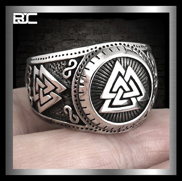 Sterling Silver Viking Norse Valknut Ring 2 - Biker Jewelry Club Sinister Silver Co.