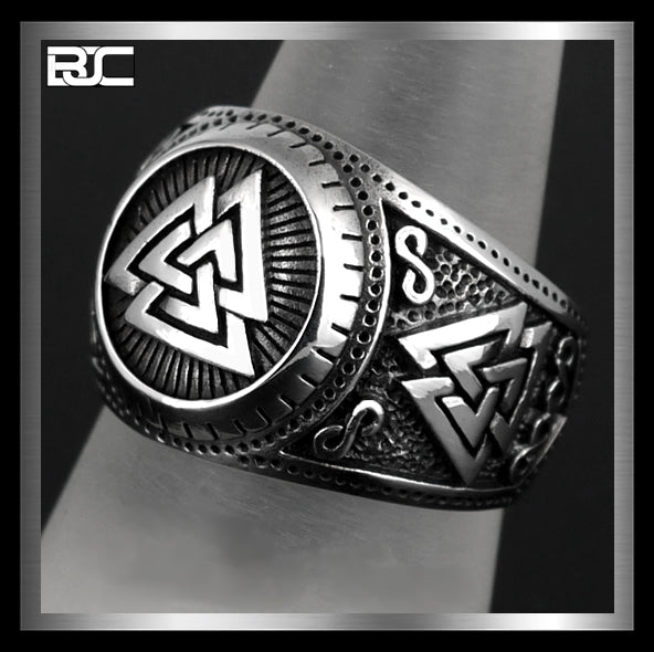 Sterling Silver Viking Norse Valknut Ring 3 - Biker Jewelry Club Sinister Silver Co.