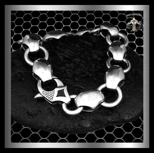 Sterling Silver Biker Heavy Anchor Link Chain Bracelet 1 - Biker Jewelry Club Sinister Silver Co.