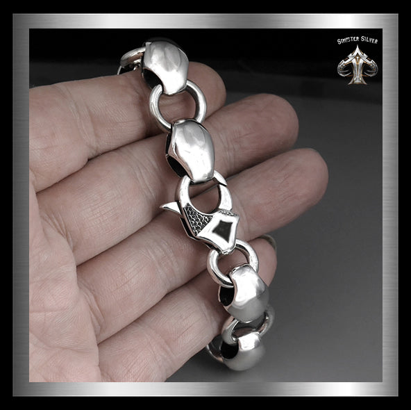 Sterling Silver Biker Heavy Anchor Link Chain Bracelet 2 - Biker Jewelry Club Sinister Silver Co.