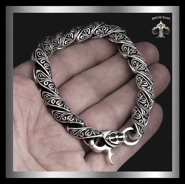 Sterling Silver Biker Viking Link Chain Bracelet 2 - Biker Jewelry Club Sinister Silver Co.