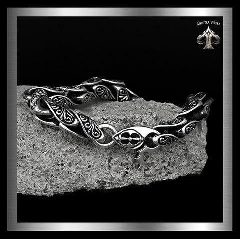 Sterling Silver Biker Viking Link Chain Bracelet 1 - Biker Jewelry Club Sinister Silver Co.