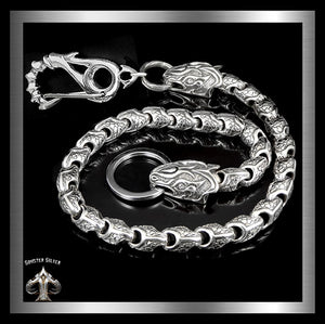 Sterling Silver Heavy Biker Wallet Chain Custom Dragons