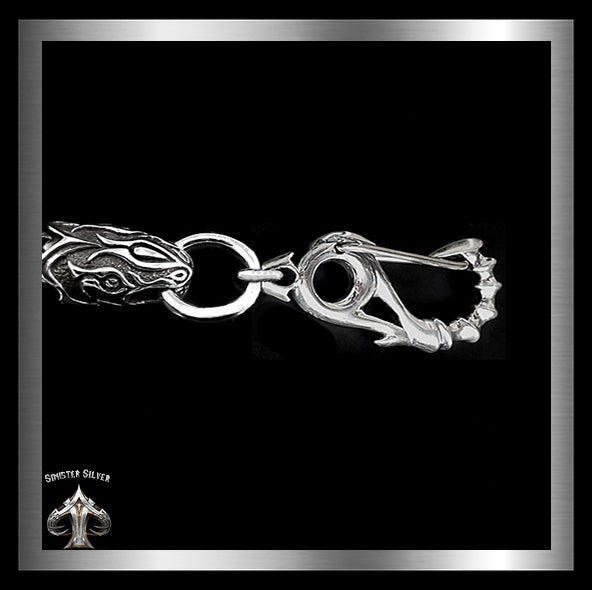 Sterling Silver Heavy Biker Wallet Chain Custom Dragons 6 - Biker Jewelry Club Sinister Silver Co.