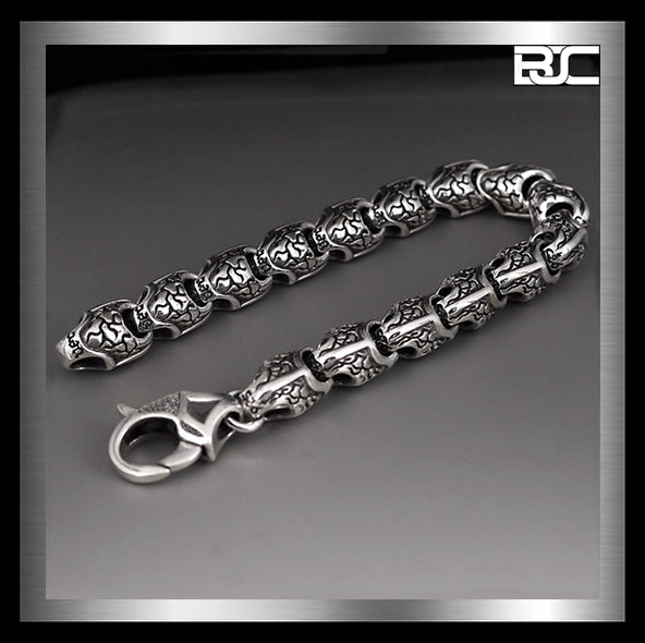 Sterling Silver Heavy Medieval Snakeskin Link Biker Bracelet 1 - Biker Jewelry Club Sinister Silver Co.