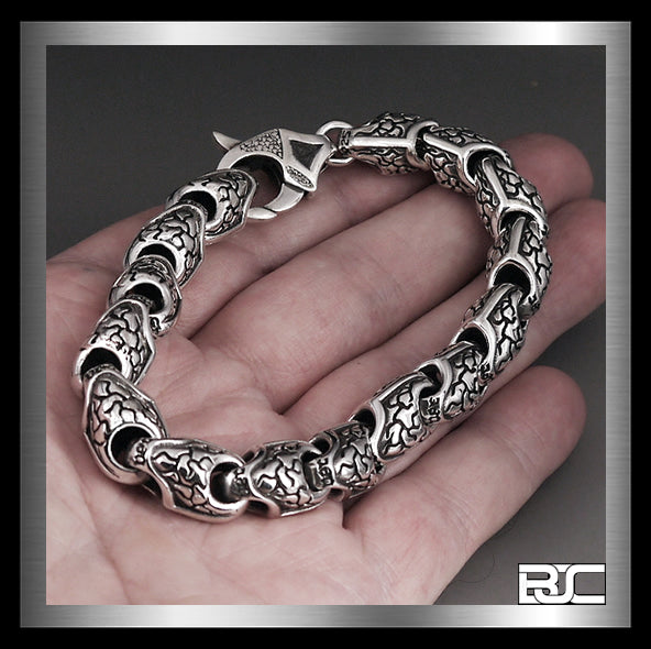 Sterling Silver Heavy Medieval Snakeskin Link Biker Bracelet 0 - Biker Jewelry Club Sinister Silver Co.