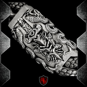 Sterling Silver MASSIVE Pit Viper Biker Bracelet 6 Oz. 1 - Biker Jewelry Club