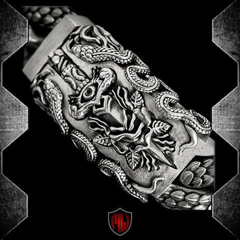 Sterling Silver MASSIVE Pit Viper Biker Bracelet 6 Oz. 1 - Biker Jewelry Club