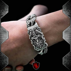 Sterling Silver MASSIVE Pit Viper Biker Bracelet 6 Oz. 2 - Biker Jewelry Club