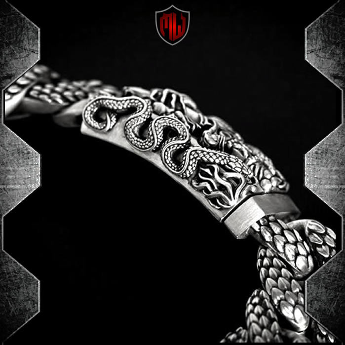 Sterling Silver MASSIVE Pit Viper Biker Bracelet 6 Oz. – Biker