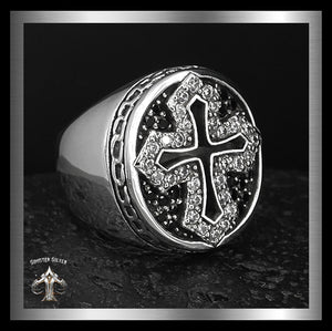 Sterling Silver 35 Gram Medieval Biker Knights Cross Ring 1 - Biker Jewelry Club Sinister Silver Co.