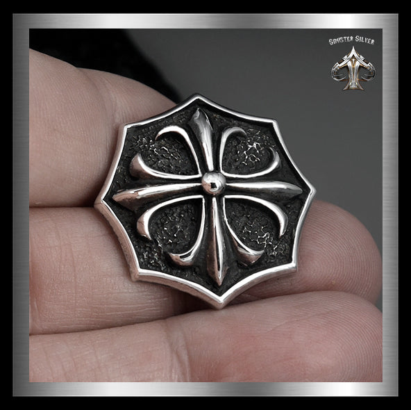 Sterling Silver Medieval Iron Surfer Cross Concho 2 - Sinister Silver Co.