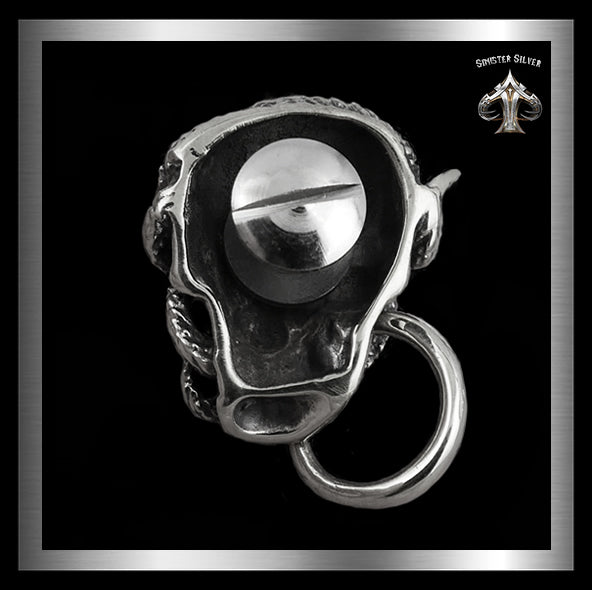 Biker Skull Snake Medusa Sterling Silver Wallet Chain Connector Concho 4 - Biker Jewelry Club Sinister Silver Co.