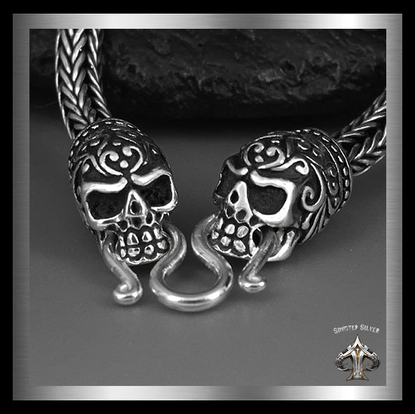 Sterling Silver Sugar Skull Biker Calaveras Skull Necklace 2 - Biker jewelry Club Sinister Silver Co.