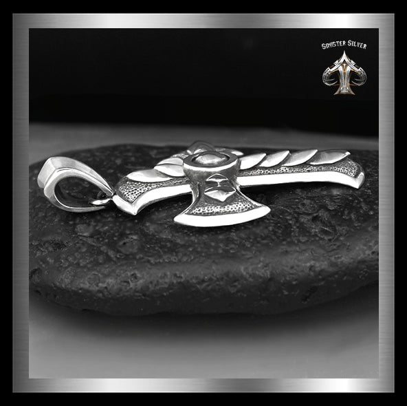 Sterling Silver Warrior Cross Pendant Biker Amulet Medallion 3 - Biker Jewelry Club Sinister Silver Co.