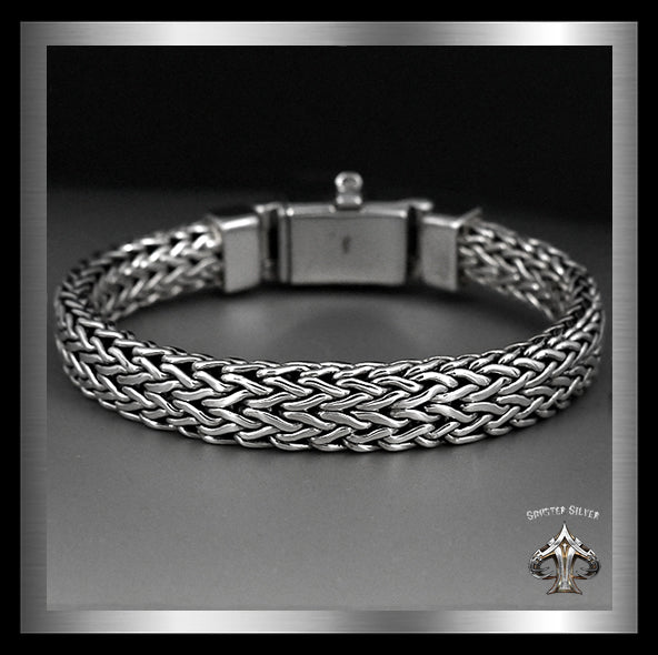 Sterling Silver Biker Bracelet Viking Dragon Weave SOLD 1 - Biker Jewelry Club Sinister Silver Co.