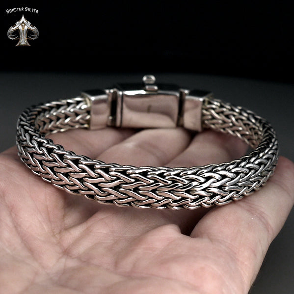 Sterling Silver Biker Bracelet Viking Dragon Weave SOLD 2 - Biker Jewelry Club Sinister Silver Co.