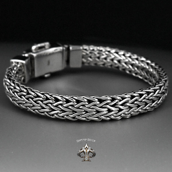 Sterling Silver Biker Bracelet Viking Dragon Weave SOLD 3 - Biker Jewelry Club Sinister Silver Co.