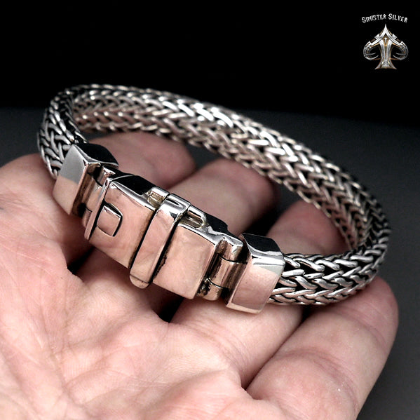 Sterling Silver Biker Bracelet Viking Dragon Weave SOLD 5 - Biker Jewelry Club Sinister Silver Co.