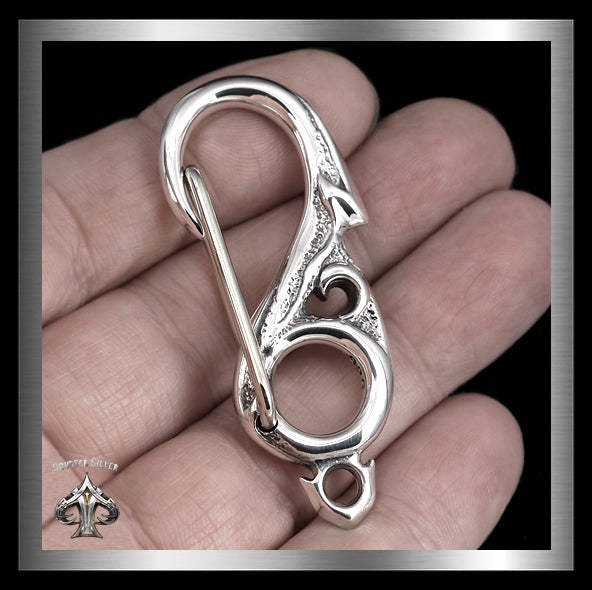 carabiner fish hook Biker Maori Fish Hook Sterling Silver Belt Clip Wallet Chain Part