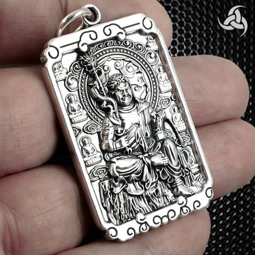 Japanese Acala Rohan Guardian Biker Pendant 999 Fine Silver 2 - Biker Jewelry Club Sinister Silver Co.