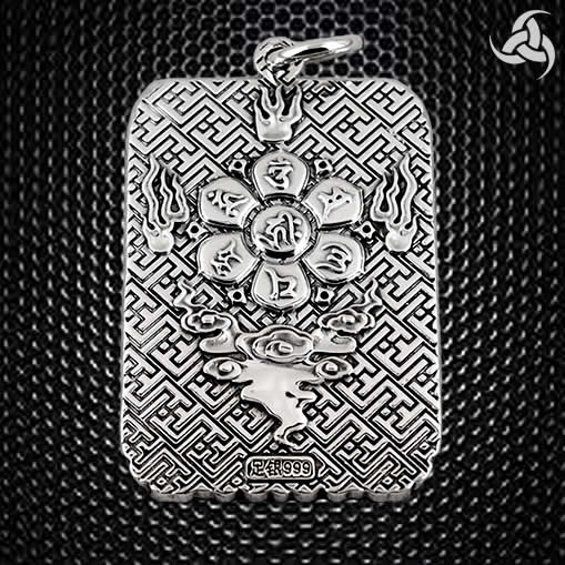 Japanese Acala Rohan Guardian Biker Pendant 999 Fine Silver 3 - Biker Jewelry Club Sinister Silver Co.