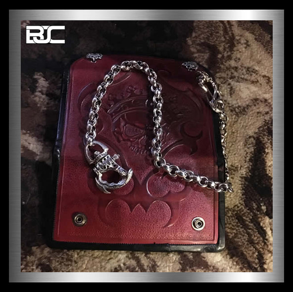 Sterling Silver Heavy Biker Wallet Chain Custom Dragons