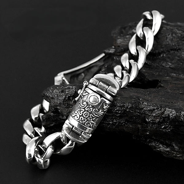 Sterling Silver Biker Bracelet Bali Dragon Chain - Sinister Silver Co.