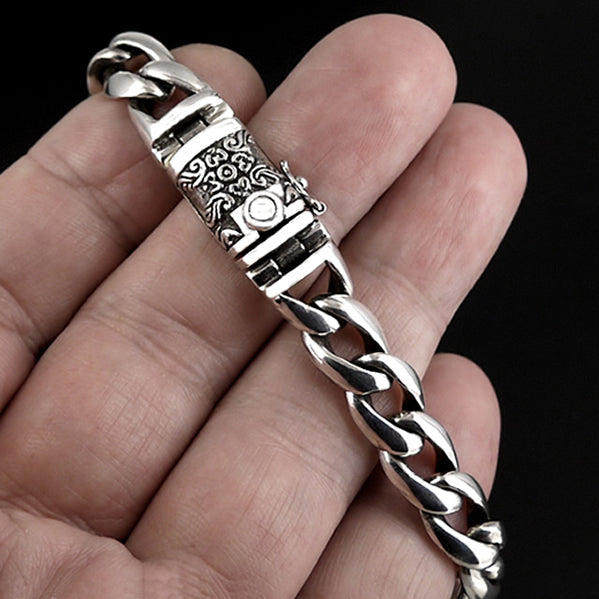 Sterling Silver Biker Bracelet Bali Dragon Chain - Sinister Silver Co.