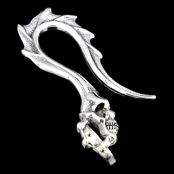 Biker Bat Wing Skull Keychain, Keyring Sterling Silver Jewelry 2 - Biker Jewelry Club Sinister Silver Co.