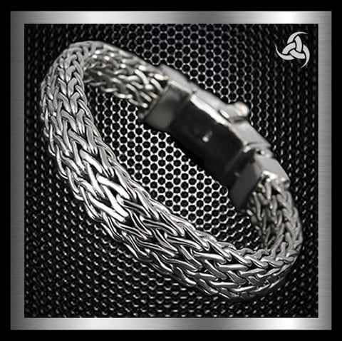 Sterling Silver Biker Bracelet Viking Norse Weave 1 - Biker Jewelry Club Sinister Silver Co.
