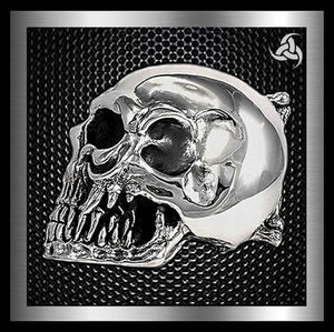 Sterling Silver Ultimate Skull Biker Belt Buckle 1 - Biker Jewelry Club Sinister Silver Co.