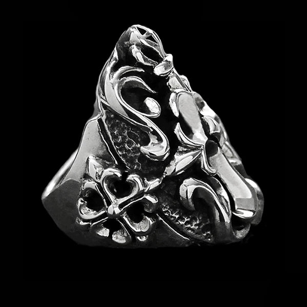 Sterling Silver Mens Royalty Cross Biker Ring 4 - Biker Jewelry Club Sinister Silver Co.