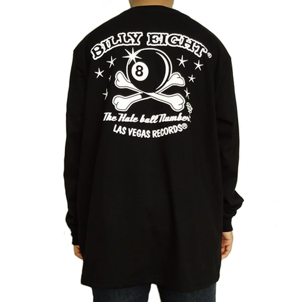 X-Large Black Long Sleeve Billy Eight Ball Garage Biker Mens T Shirt - Sinister Silver Co.