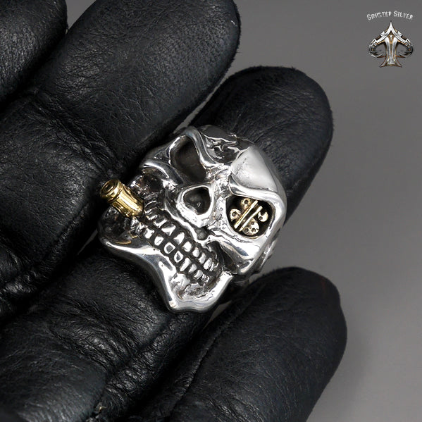 Sterling Silver Biker Bullet Skull Mens Ring 5 - Biker Jewelry Club Sinister Silver Co.