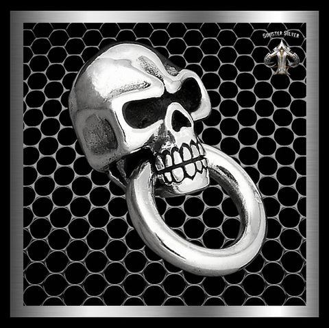 Biker Classic Skull Concho Sterling Silver Wallet Chain Connector 1 - Biker Jewelry Club Sinister Silver Co.