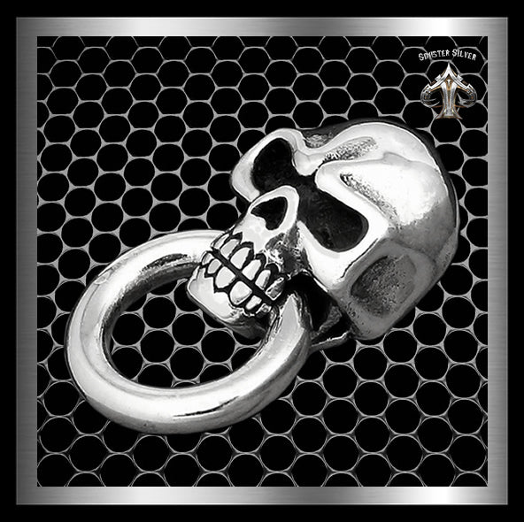 Biker Classic Skull Concho Sterling Silver Wallet Chain Connector 2 - Biker Jewelry Club Sinister Silver Co.