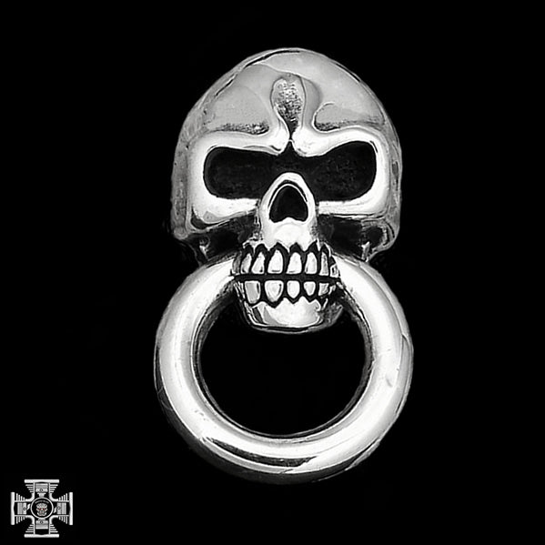 Biker Classic Skull Concho Sterling Silver Wallet Chain Connector 3 - Biker Jewelry Club Sinister Silver Co.