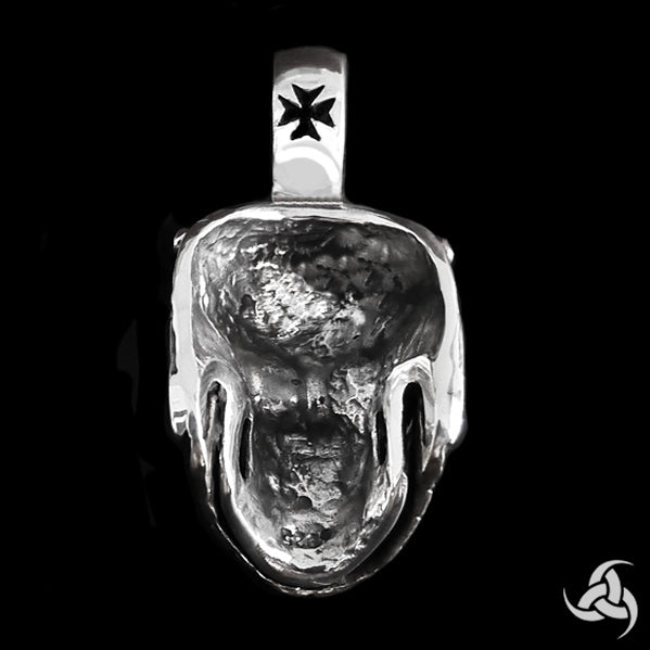 Mens Biker Bandanna Skull Pendant Iron Cross Mad Max Sterling Silver 6 - Biker Jewelry Club Sinister Silver Co.