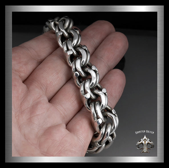 Sterling Silver Biker Bracelet Garibaldi Bismarck Chain 3 - Biker Jewelry Club Sinister Silver Co.