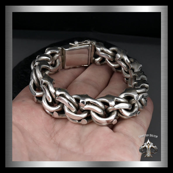 Sterling Silver Biker Bracelet Garibaldi Bismarck Chain 5 - Biker Jewelry Club Sinister Silver Co.