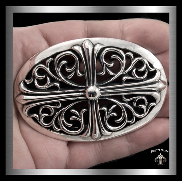 Biker Maltese Cross Sterling Silver Belt Buckle Quarter Pound 1 Biker Jewelry Club Sinister Silver Co.